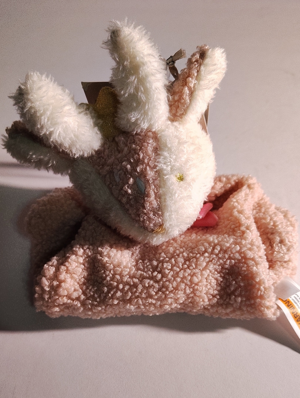 NEW cloud island Lovey Lovie Plush Bunny Blanket White & Blush Pink 6X7 WM